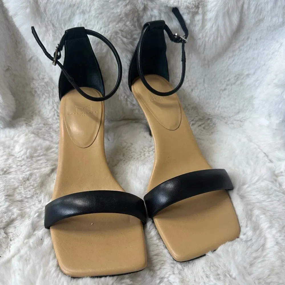 Marc Fisher Derine leather square open toe heeled sandal 7.5